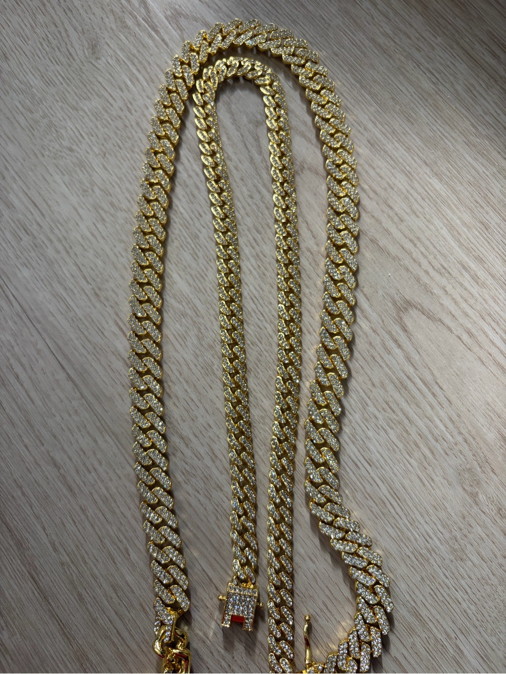 Gold-Tone Cuban Link Necklace with Pavé Crystals SET - Men